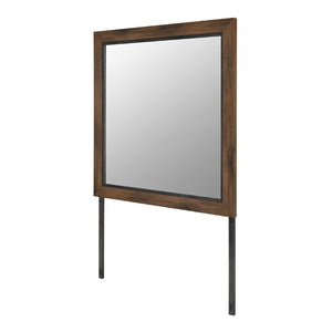 English Elm Prime Solid Wood Dresser Mirror Warm Brown Finish Slim Frame Bedroom Accent B201P553931