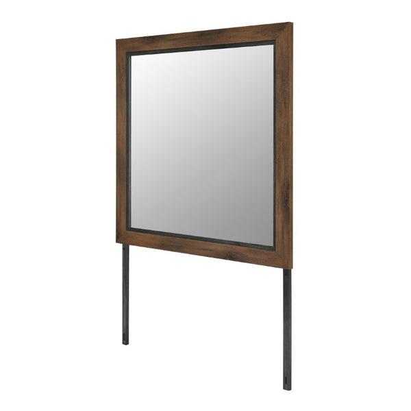 English Elm Prime Solid Wood Dresser Mirror Warm Brown Finish Slim Frame Bedroom Accent B201P553931