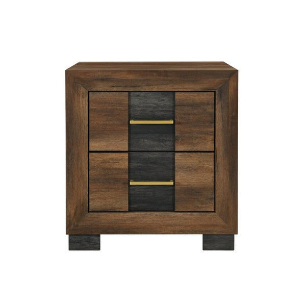 English Elm Prime Two Drawer Nightstand Solid Wood Build with Bar Pull Hardware Bedroom Storage B201P553932