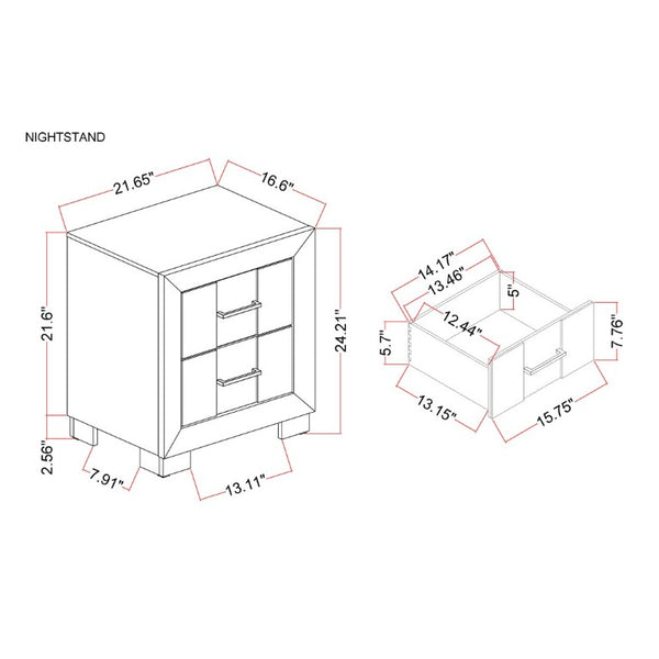 English Elm Prime Two Drawer Nightstand Solid Wood Build with Bar Pull Hardware Bedroom Storage B201P553932