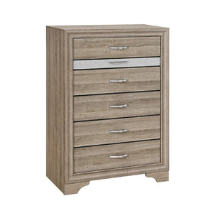 English Elm Ryder Six Drawer Chest with Jewelry Storage Glitter Accent Natural Wood Finish B201P554826