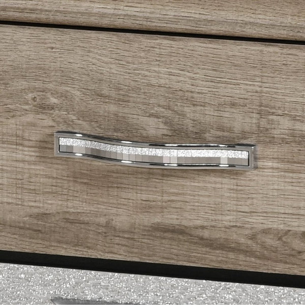 English Elm Ryder Six Drawer Chest with Jewelry Storage Glitter Accent Natural Wood Finish B201P554826