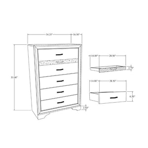 English Elm Ryder Six Drawer Chest with Jewelry Storage Glitter Accent Natural Wood Finish B201P554826