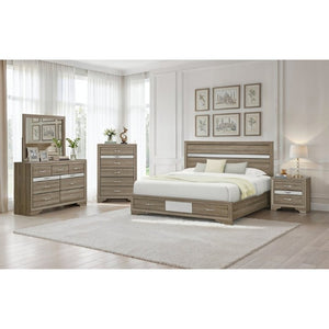 English Elm Ryder Six Drawer Chest with Jewelry Storage Glitter Accent Natural Wood Finish B201P554826