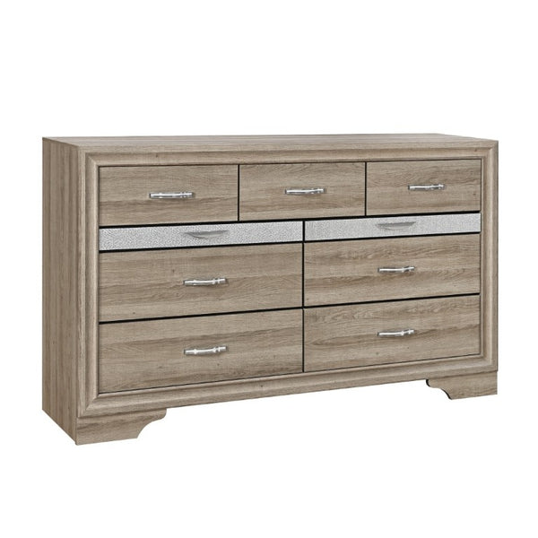 English Elm Ryder Seven Drawer Wide Dresser with Glam Glitter Accents for Modern Bedroom Storage B201P554828