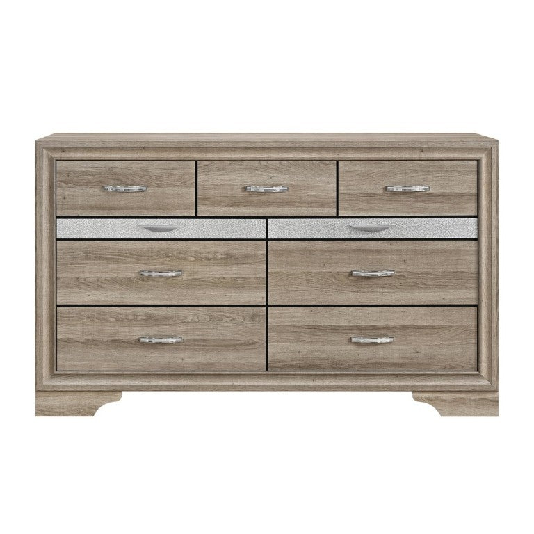 English Elm Ryder Seven Drawer Wide Dresser with Glam Glitter Accents for Modern Bedroom Storage B201P554828