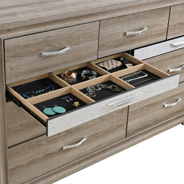 English Elm Ryder Seven Drawer Wide Dresser with Glam Glitter Accents for Modern Bedroom Storage B201P554828