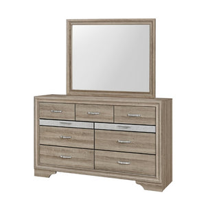 English Elm Ryder Natural Wood Beveled Dresser Mirror for Transitional and Contemporary Bedrooms B201P554842