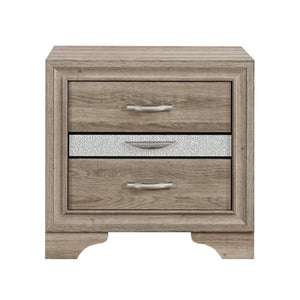 English Elm Ryder Three Drawer Nightstand with Jewelry Storage and Glitter Accent Natural Finish B201P554846