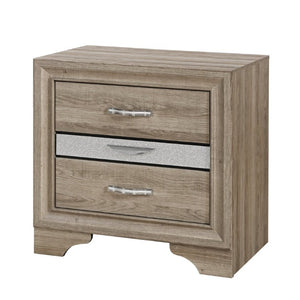 English Elm Ryder Three Drawer Nightstand with Jewelry Storage and Glitter Accent Natural Finish B201P554846
