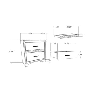 English Elm Ryder Three Drawer Nightstand with Jewelry Storage and Glitter Accent Natural Finish B201P554846