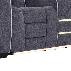 English Elm Austin Power Reclining Sofa with Speakers Storage Arms and Tailored Gray Upholstery B201P555728