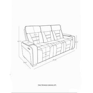 English Elm Austin Power Reclining Sofa with Speakers Storage Arms and Tailored Gray Upholstery B201P555728