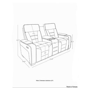 English Elm Austin Power Reclining Loveseat with Speaker System and Welt Stitched Gray Fabric B201P555729