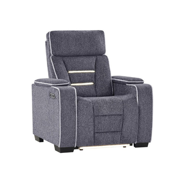 English Elm Austin Power Recliner with Storage Arms LED Lighting and Built in Speaker System B201P555730
