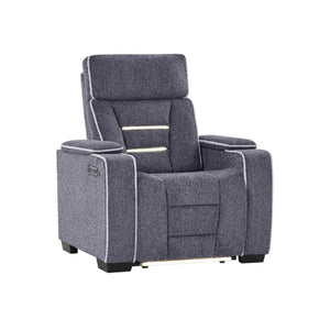 English Elm Austin Power Recliner with Storage Arms LED Lighting and Built in Speaker System B201P555730