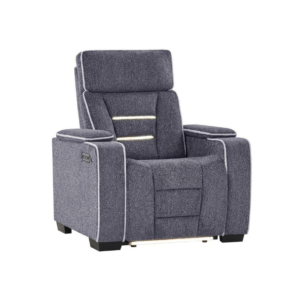 English Elm Austin Power Recliner with Storage Arms LED Lighting and Built in Speaker System B201P555730