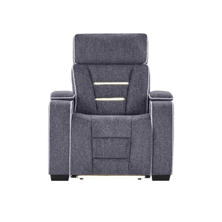 English Elm Austin Power Recliner with Storage Arms LED Lighting and Built in Speaker System B201P555730