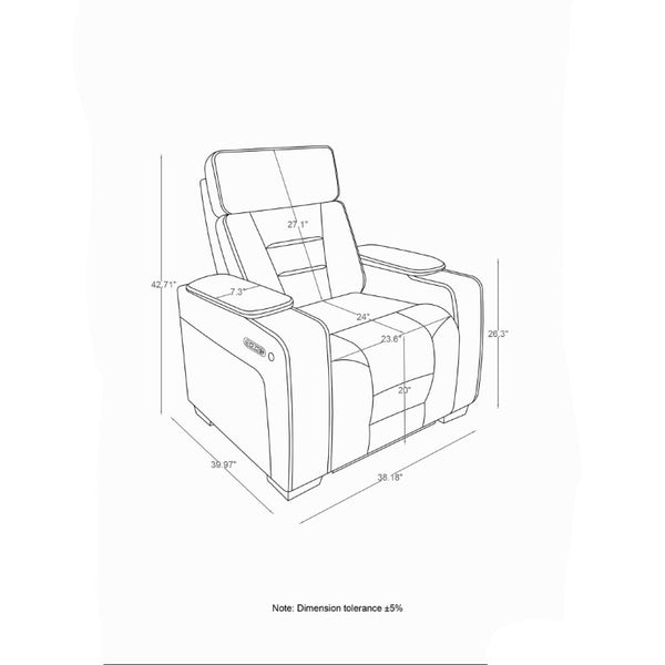 English Elm Austin Power Recliner with Storage Arms LED Lighting and Built in Speaker System B201P555730