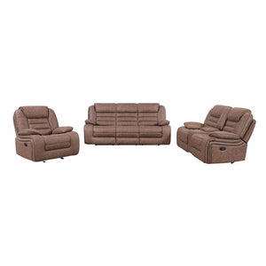 English Elm Lucius Manual Reclining Loveseat with Console Pillow Top Arms Brown Fabric B201P556593