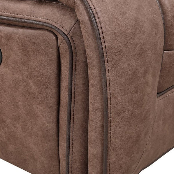 English Elm Lucius Manual Reclining Loveseat with Console Pillow Top Arms Brown Fabric B201P556593