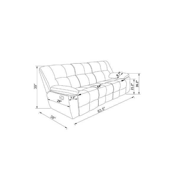 English Elm Liam Manual Reclining Loveseat with Center Console Biscuit Tufted Black Upholstery B201P556626