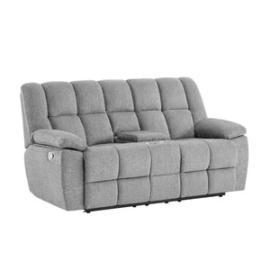 English Elm Liam Dual Reclining Loveseat with Center Console and Biscuit Tufted Plush Seating B201P556632