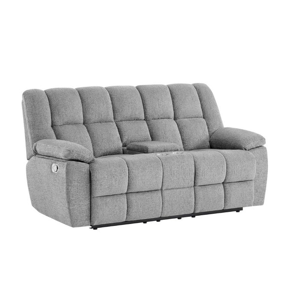 English Elm Liam Dual Reclining Loveseat with Center Console and Biscuit Tufted Plush Seating B201P556632