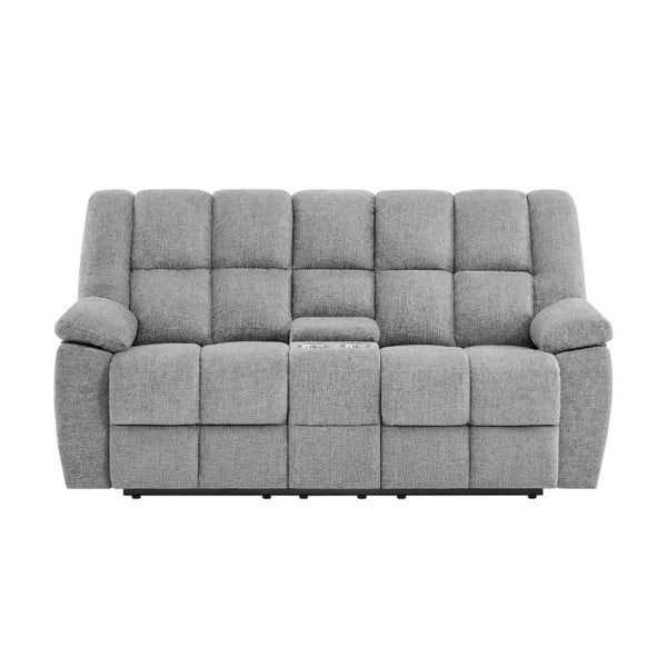 English Elm Liam Dual Reclining Loveseat with Center Console and Biscuit Tufted Plush Seating B201P556632