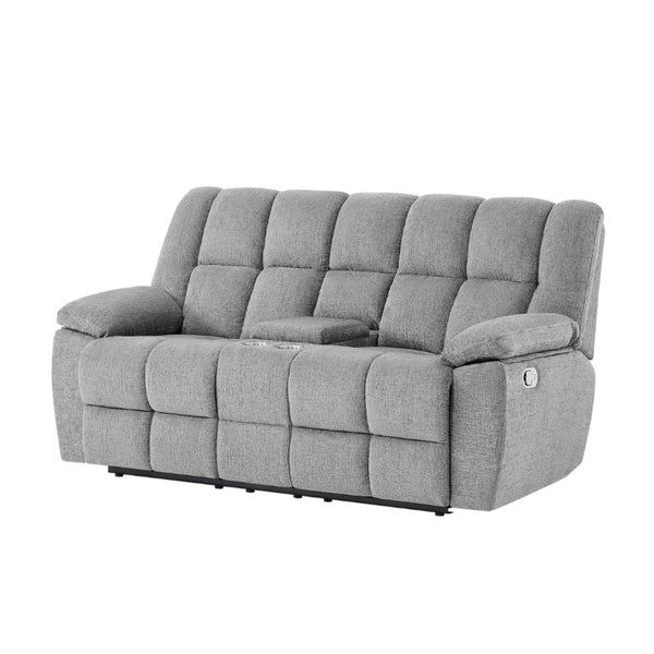 English Elm Liam Dual Reclining Loveseat with Center Console and Biscuit Tufted Plush Seating B201P556632