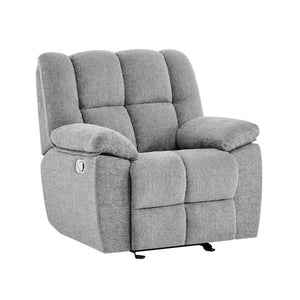English Elm Liam Smoke Upholstered Glider Recliner with Biscuit Cushions for Transitional Living B201P556634