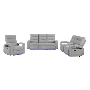 English Elm Isolde Power Reclining Loveseat with LED Lighting Plush Grey Transitional Seating B201P556635