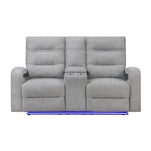 English Elm Isolde Power Reclining Loveseat with LED Lighting Plush Grey Transitional Seating B201P556635