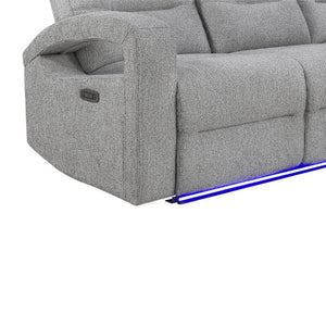 English Elm Isolde Power Reclining Loveseat with LED Lighting Plush Grey Transitional Seating B201P556635