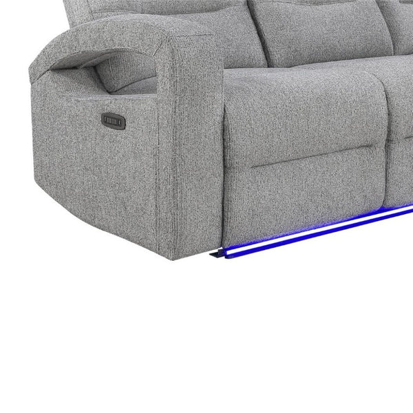 English Elm Isolde Power Reclining Loveseat with LED Lighting Plush Grey Transitional Seating B201P556635