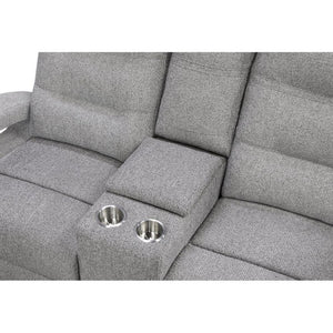 English Elm Isolde Power Reclining Loveseat with LED Lighting Plush Grey Transitional Seating B201P556635