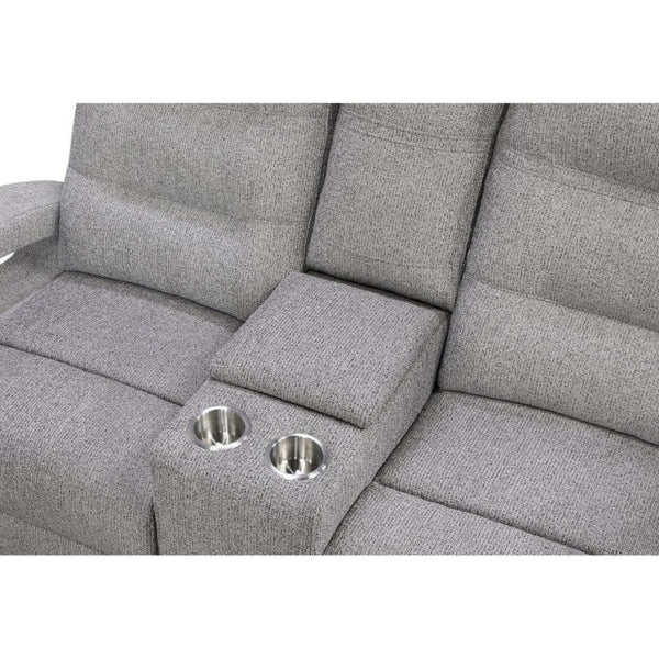 English Elm Isolde Power Reclining Loveseat with LED Lighting Plush Grey Transitional Seating B201P556635