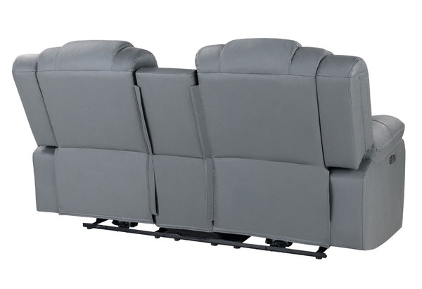 English Elm Raize Power Reclining Loveseat with LED Lighting Sound System and Grey Polyester Fabric B201P557694