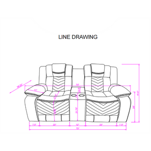 English Elm Raize Power Reclining Loveseat with LED Lighting Sound System and Grey Polyester Fabric B201P557694