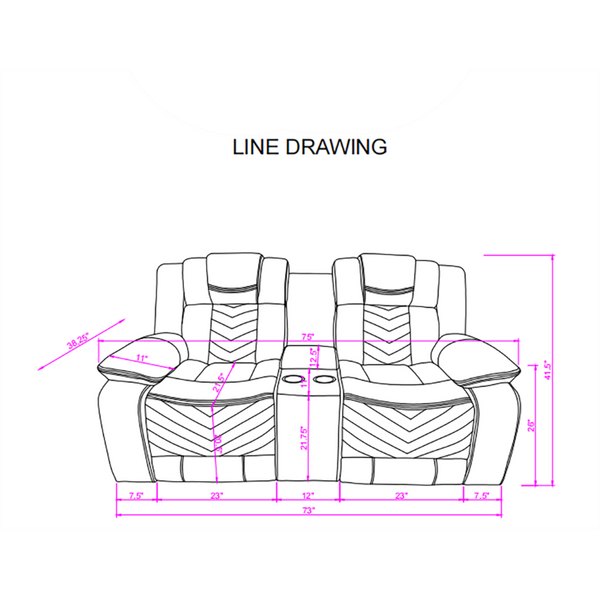 English Elm Raize Power Reclining Loveseat with LED Lighting Sound System and Grey Polyester Fabric B201P557694