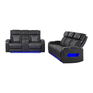 English Elm Julian Power Reclining Loveseat with LED Lighting Bluetooth Speaker and Storage Console Charcoal B201P557705
