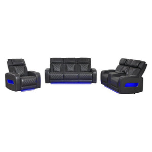 English Elm Julian Power Reclining Loveseat with LED Lighting Bluetooth Speaker and Storage Console Charcoal B201P557705