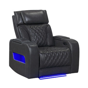 English Elm Julian Power Recliner with LED Ambient Lighting Storage Arms and Adjustable Headrest B201P557723