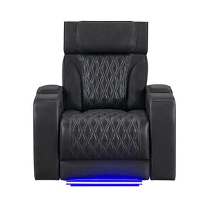 English Elm Julian Power Recliner with LED Ambient Lighting Storage Arms and Adjustable Headrest B201P557723