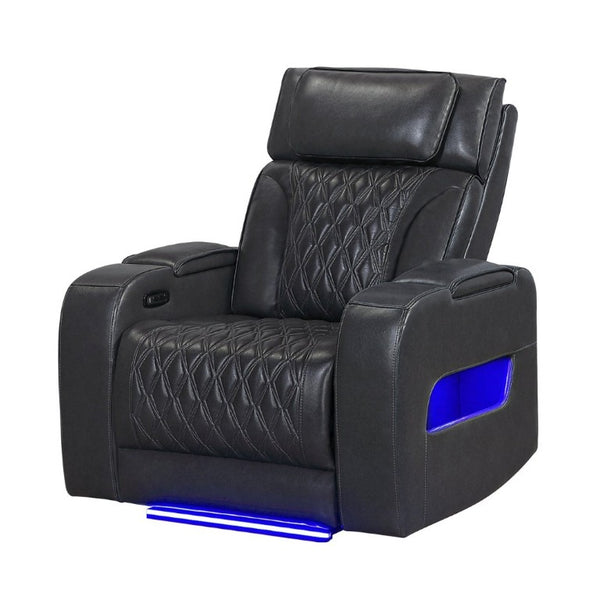 English Elm Julian Power Recliner with LED Ambient Lighting Storage Arms and Adjustable Headrest B201P557723