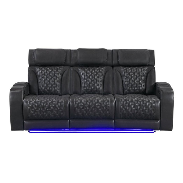 English Elm Julian Power Reclining Sofa with LED Base Lighting and Storage Arms for Living Rooms B201P557726