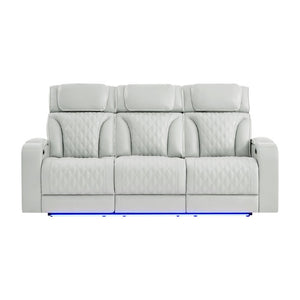 English Elm Julian Power Reclining Sofa with LED Lighting Storage Arms and Adjustable Headrest B201P557731