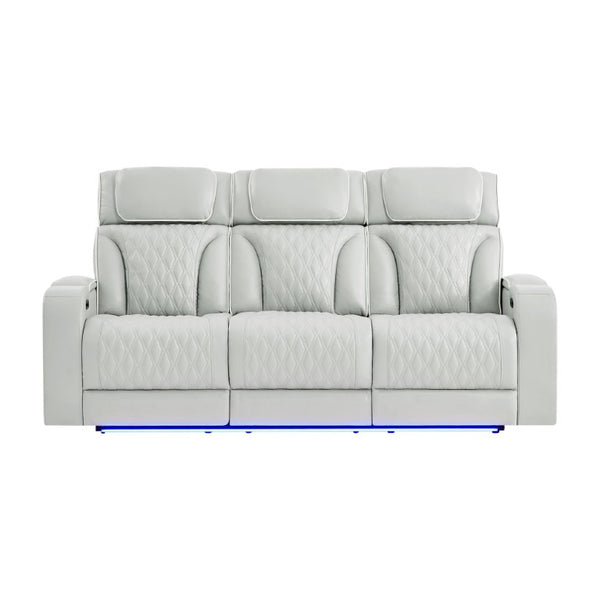 English Elm Julian Power Reclining Sofa with LED Lighting Storage Arms and Adjustable Headrest B201P557731