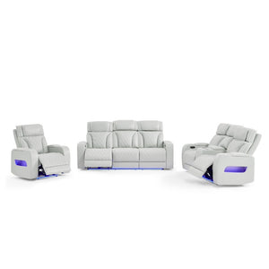 English Elm Julian Power Reclining Sofa with LED Lighting Storage Arms and Adjustable Headrest B201P557731