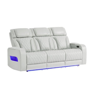 English Elm Julian Power Reclining Sofa with LED Lighting Storage Arms and Adjustable Headrest B201P557731